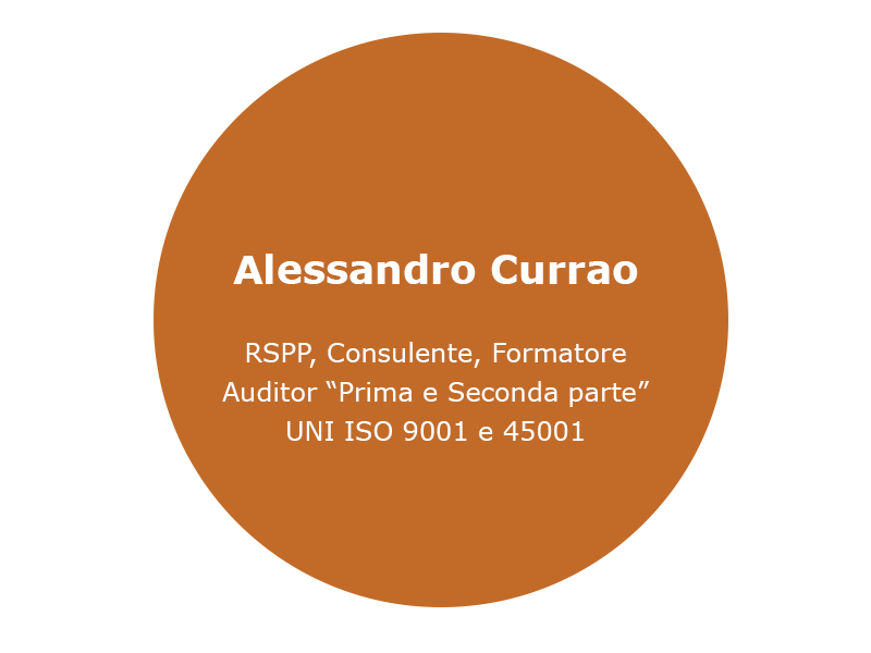 Alessandro Currao - RSPP, Consulente, Formatore e Auditor “Prima e Seconda parte” UNI ISO 9001 e 45001